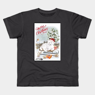 Samoyed Merry Christmas Santa Dog Holiday Greeting Kids T-Shirt